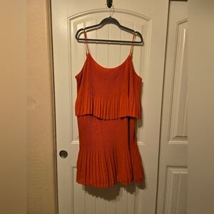 Gibson Rust Orange Pleated Dress
